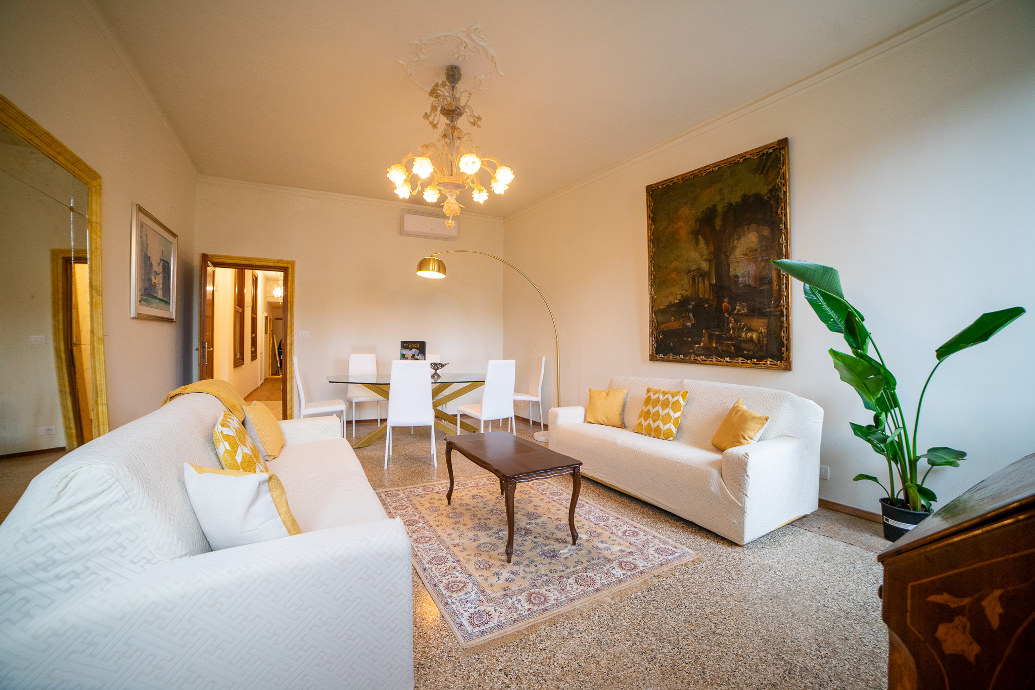 Grand living room with Murano chandelier