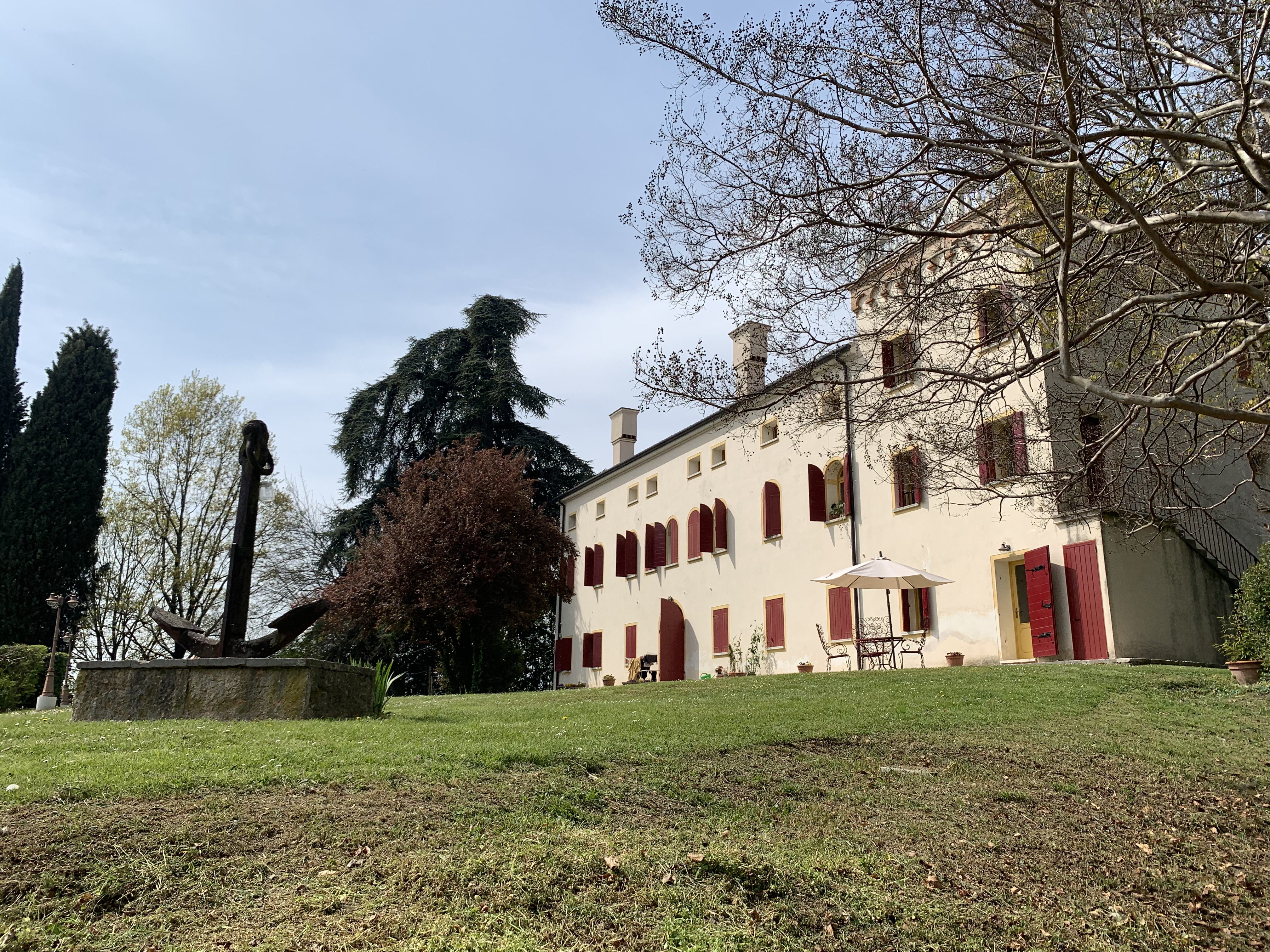 La Torre di Rua estate exterior - private garden sculpture UNESCO Prosecco Hills Treviso Italy
